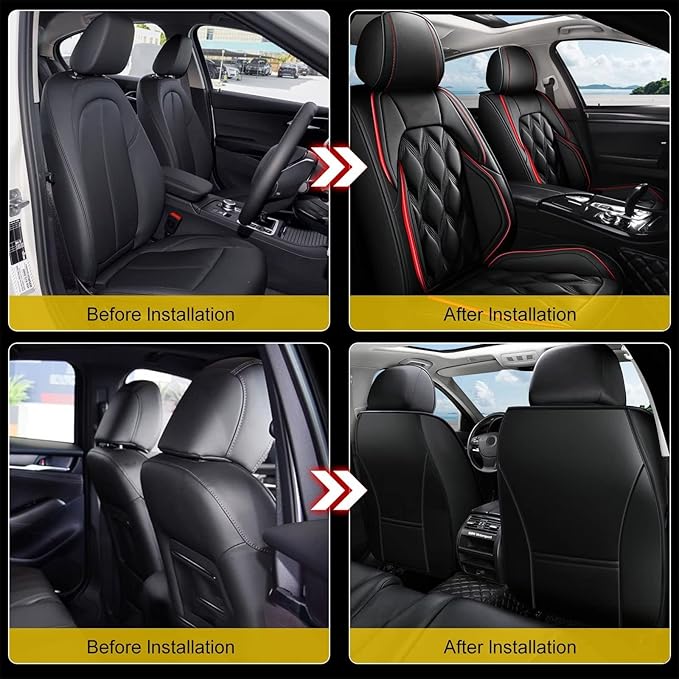 AOMSAZTO Car Seat Cover 2 Front Seat Fit for Subaru Impreza 2012-2025 2026 Leather Car Seat Cushion Protector Compatible Airbag Waterproof Automotive Seat Covers Black