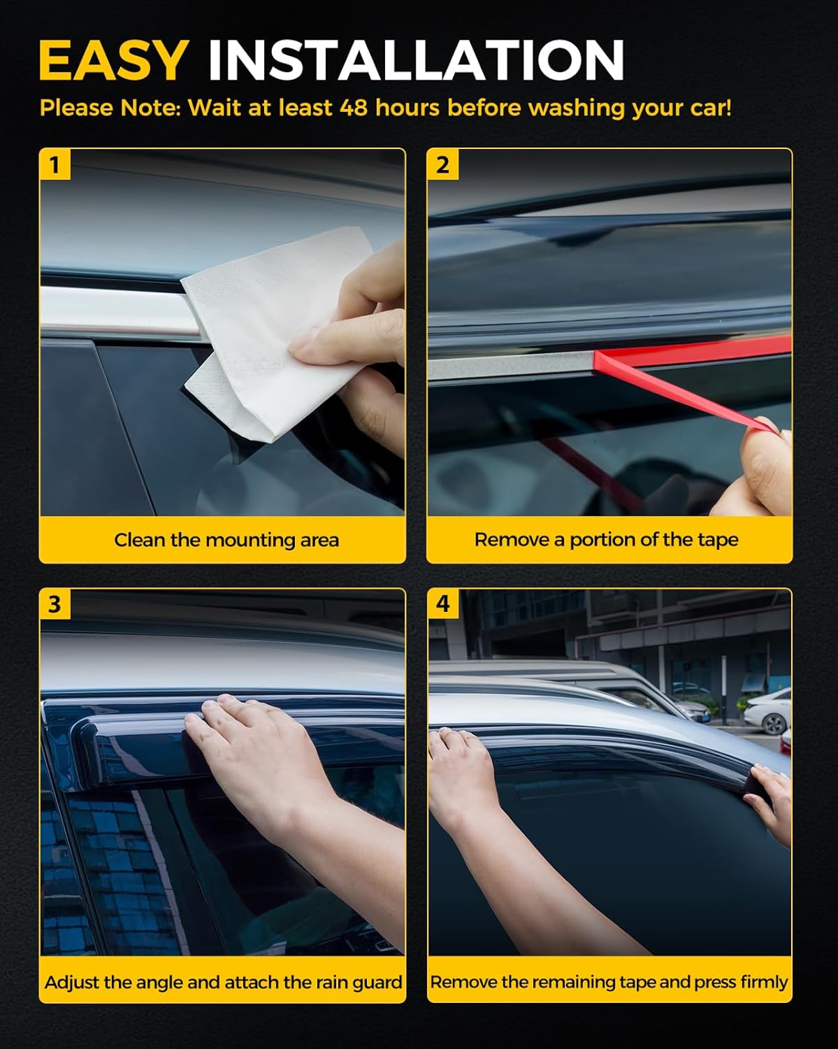 Rain Guards for Car Windows, Tape-On Window Visors Rain Guards Fit for 2019-2024 Subaru Forester SK, Window Deflectors, Vent Visors for Subaru Car Accessories, 4 Pieces