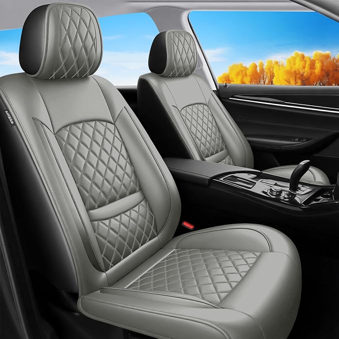 Fit TLX Car Seat Covers for Acura TLX 2014-2025 2026 - Premium Leather, Waterproof, All-Weather, Airbag Compatible, Anti-Slip, Breathable, Easy Install, Seat Protectors, Full Set, Gray