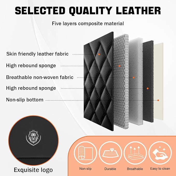 Car Seat Covers Compatible with Toyota Camry 2012-2026 Durable Waterproof Automotive Seat Covers Stretchable Fabric Material,Airbag Compatibility,Premium Nappa Leather(Black Gray,Full Set with Pillow)