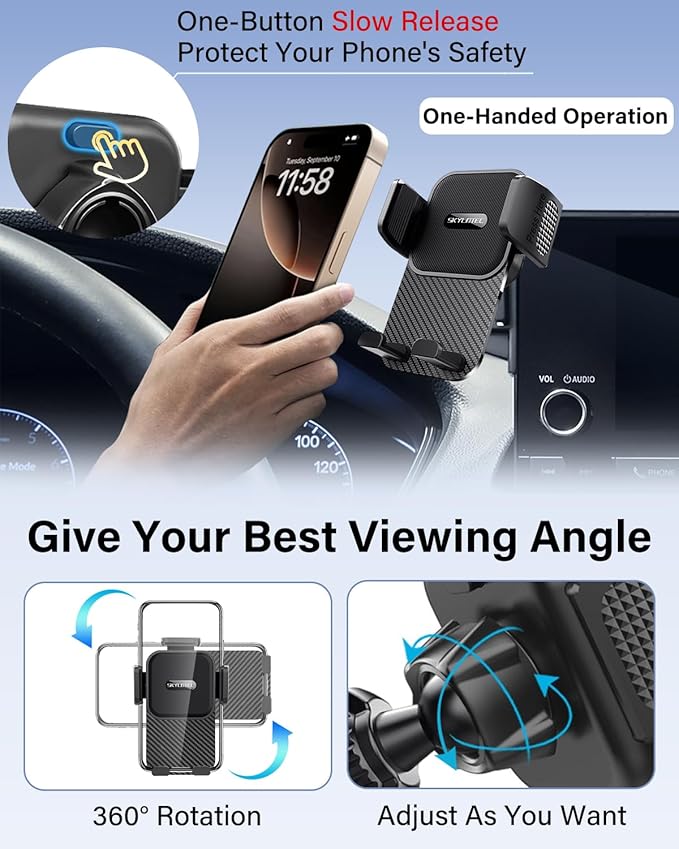 SKYLOTEC Car Phone Holder for Honda Civic 2022 2023 2024 2025 2026 Accessories 7/9-Inch Screen Fixed Clip, Automobile Cradles Phone Mount, Cell Phone Base Not Block Air Vent
