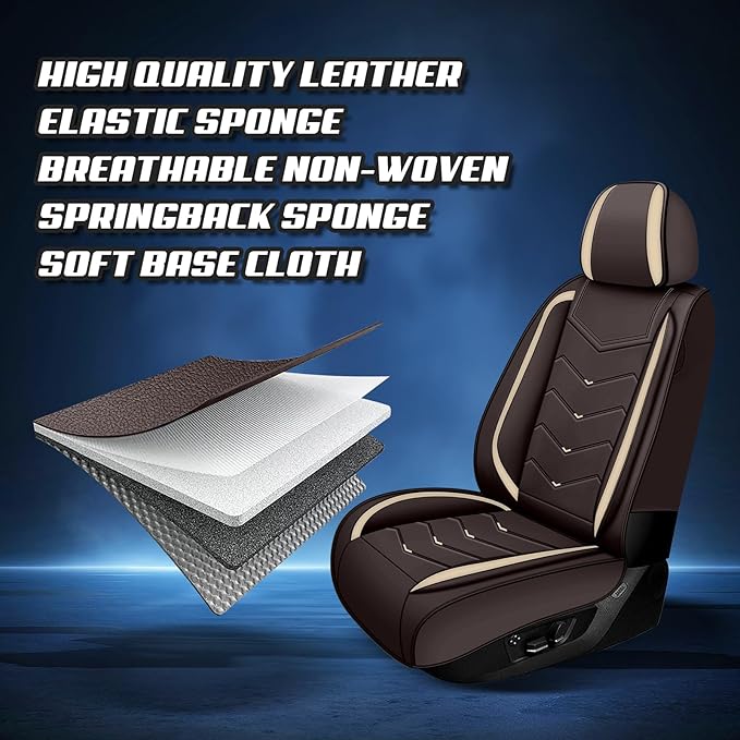 Car Seat Covers for Lexus ES 350 2007-2025, Premium Nappa Leather Car Seat Cover, Stylish Sport Seat Covers， Automobile Seat Cover Sets.(Luxury 2 Seats/Coffee Color)