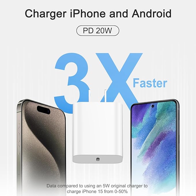 iPhone 17 16 15 Charger Fast Charging 3+3Pack Type C Charger USB C Chargers Block with 6FT Cable for iPhone Air/17/17 Plus/17 Pro/17 Pro Max/16/16 Plus/16 Pro/16 Pro Max/15/15 Pro Max/iPad Pro
