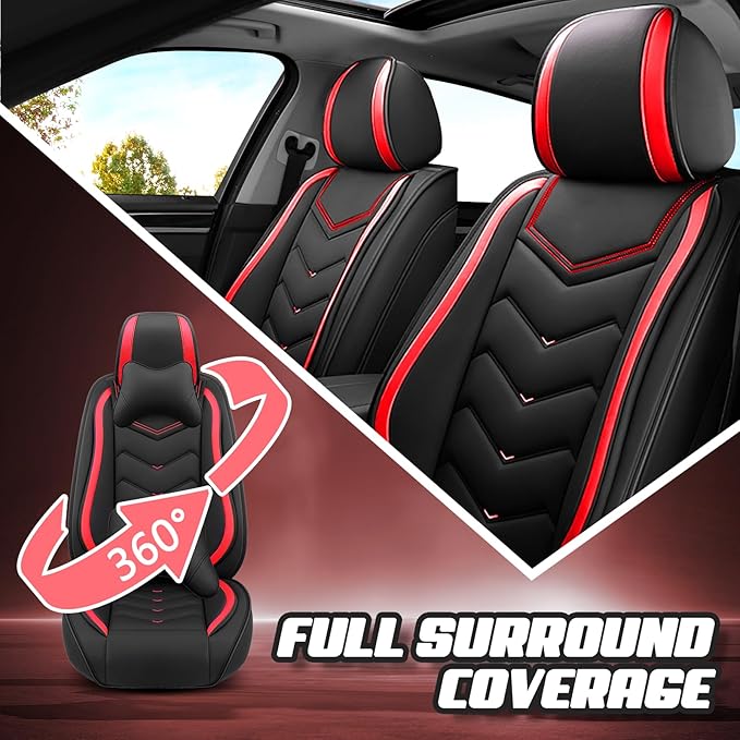Car Seat Covers for Mercedes-Benz S-Class 2005-2026, Premium Nappa Leather Car Seat Cover, Stylish Sport Seat Covers， Automobile Seat Cover Sets.(Standard 2 Seats/Black Red)