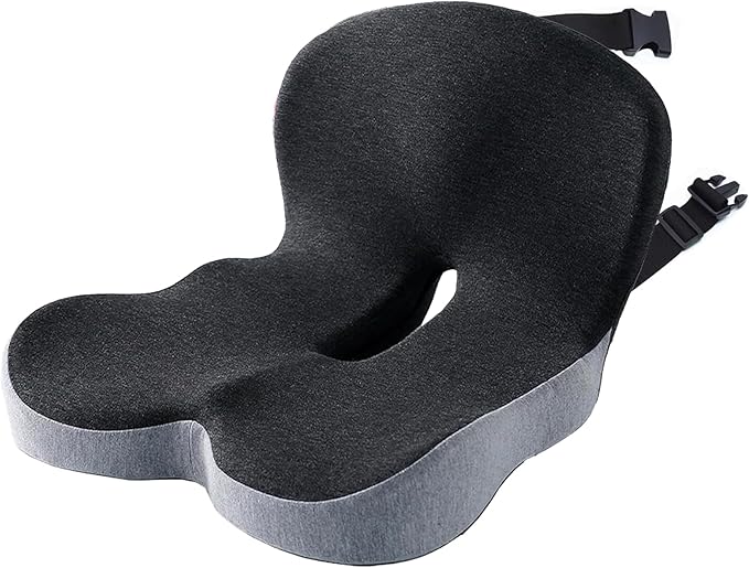 Memory Foam Seat Cushion for Truck Drivers with Adjustable Strap Ergonomic Car Seat Cushions for Driving, Chair Cushion for Back Pain，Lumbar Support & Sciatica Relief for Driving Long