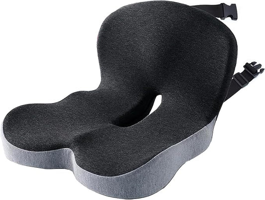 Memory Foam Seat Cushion for Truck Drivers with Adjustable Strap Ergonomic Car Seat Cushions for Driving, Chair Cushion for Back Pain，Lumbar Support & Sciatica Relief for Driving Long