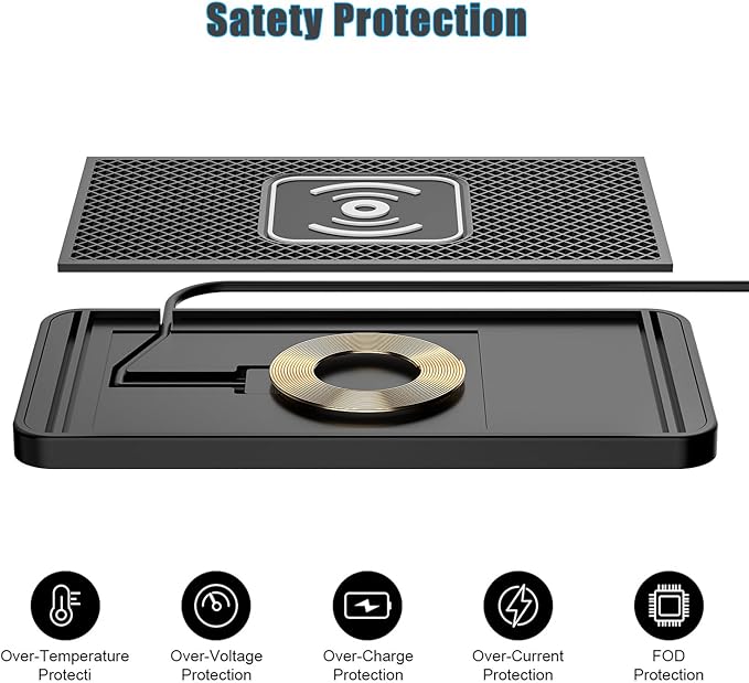 Wireless Charging Pad for Car for Maxure Outdoor Auto abdeckplane, 15W Fast Wireless Charger Mat Non-Slip Silicone Car Center Console Phone Charging Pad,A/15W-Type-c