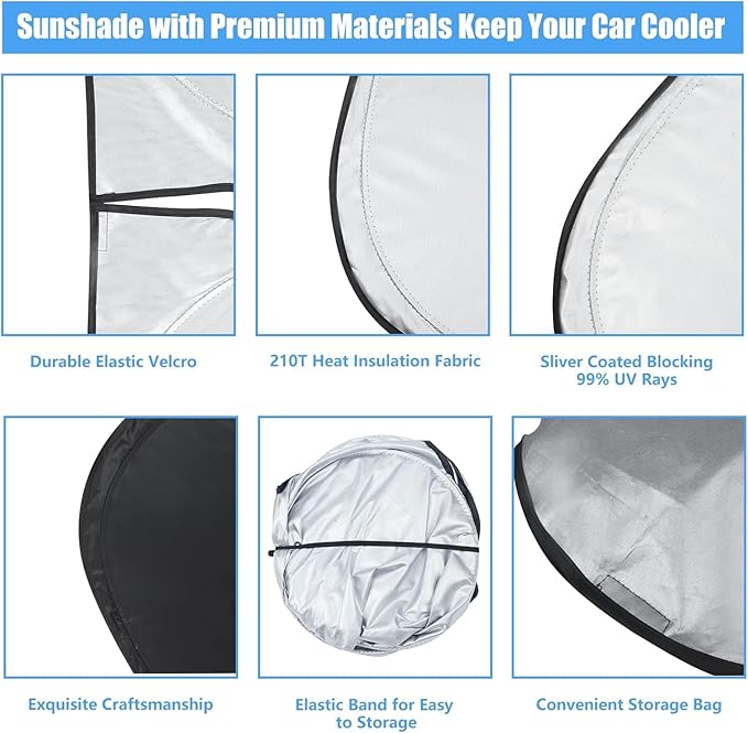 Windshield Sun Shade Custom Fit Ford F150 2021-2026 F-150 (Lariat, King Ranch, Platinum, XL XLT Limited Raptor) Truck Window Sunshade Cover Sun Visor Protector Heat Shield Pickup Accessories