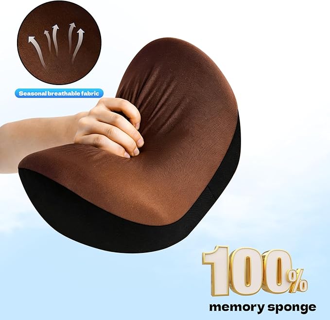 Car Neck Pillow & Headrest Support for Driving - Memory Foam Neck Support Pillow with Adjustable Strap & Removable Cover, Office Chair, Travel Essentials - 2 Pack (Black)