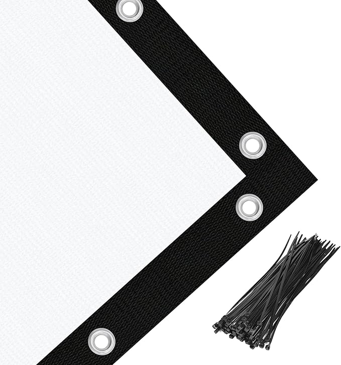 Amagenix 90% Pergola Shade Cover 14' X 15' Sun Shade Cloth with Grommets for Outdoor Garden Patio Porch, Commercial Grade 200 GSM - Cable Zip Ties Included (We Customized) GN108, White