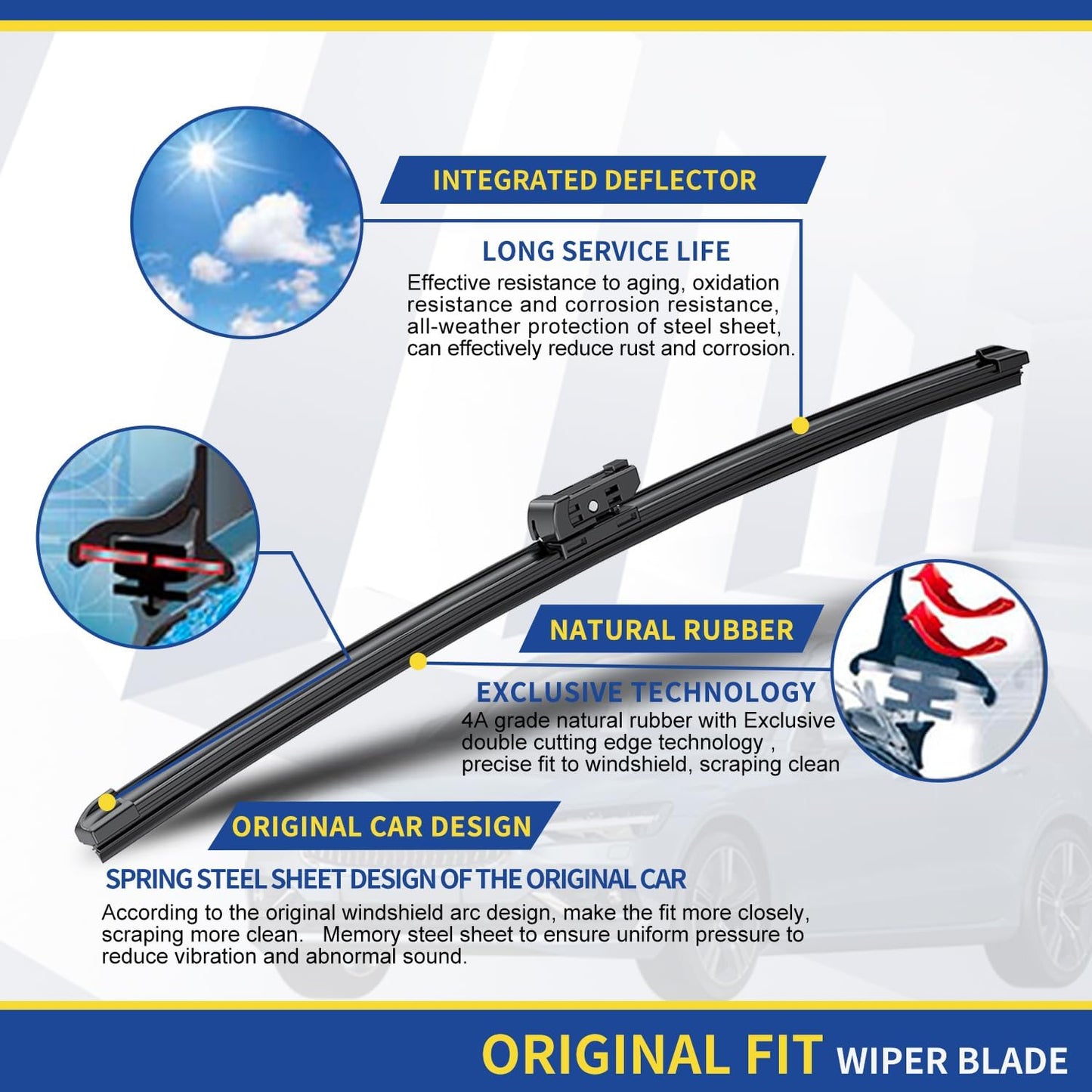 3 Wipers Factory Replacement For Subaru Outback 2020-2022 2023 2024 Original Equipment Replacement Windshield Wiper Blades Set 26"+18"+16" (Set of 3)