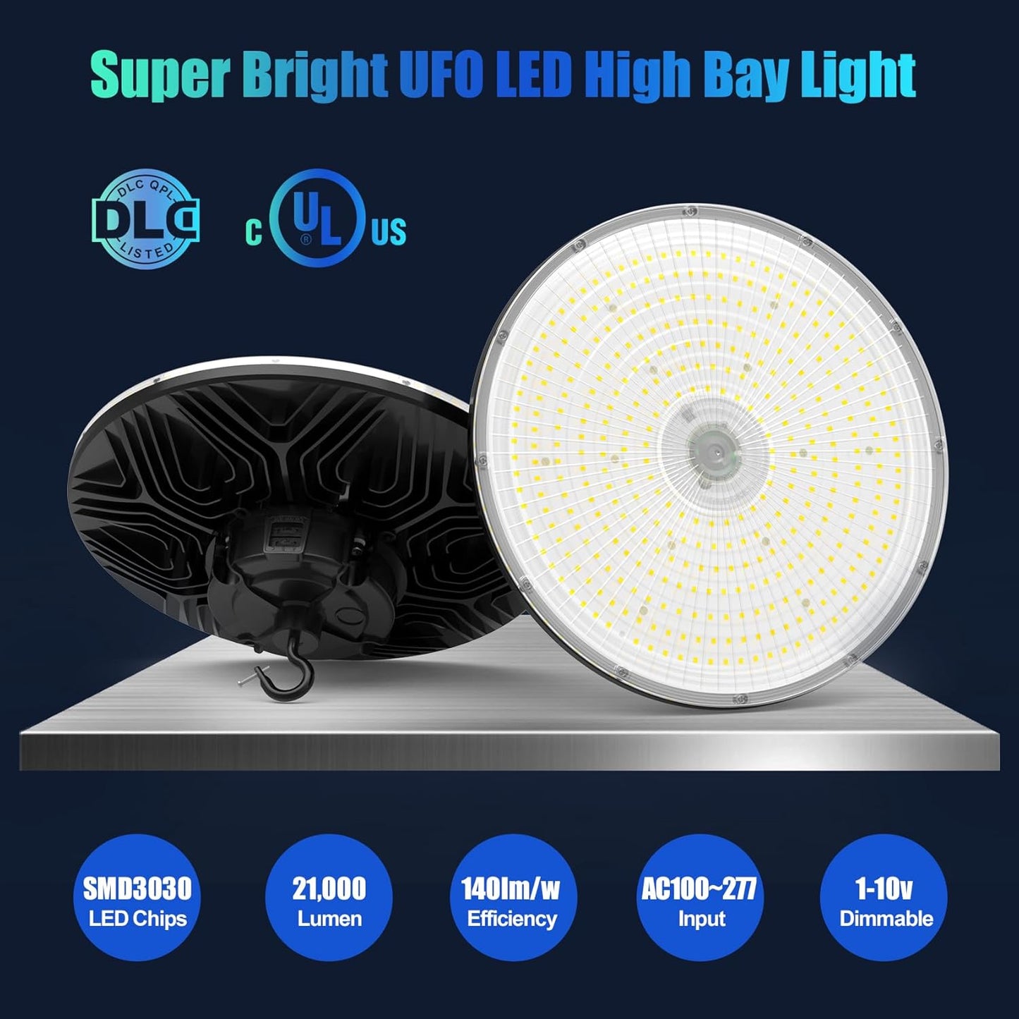 BBESTLED 3Pack UFO LED Low Bay Light 4000K 80W 100W 150W 21,000Lumen 3000K Highbay UFO Lights for Workshop Garage Warehouse Lighting Fixture DLC UL Listed AC100-277V Input