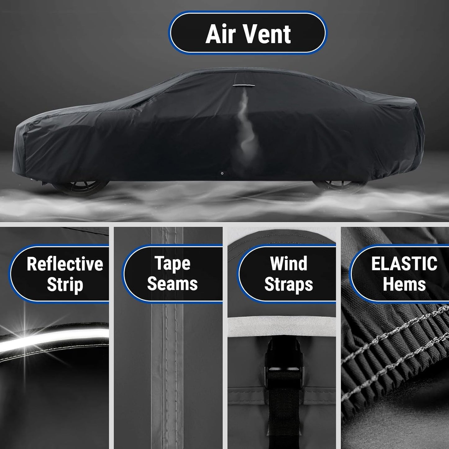iCarCover Custom SUV Cover for Pontiac Trans AM (1974-1981) Waterproof All-Weather Rain Snow UV Sun Protector Full Exterior Indoor Outdoor Car Cover (Stripe - Black/Gray)