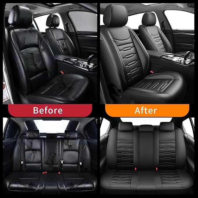 Fit Ioniq Car Seat Covers for Hyundai Ioniq 2017-2024 2025 2026 - Upgraded Premium Waterproof & Breathable Leather, Airbag Compatible, All-Weather Seat Cushion Protector (Full Set, Black)