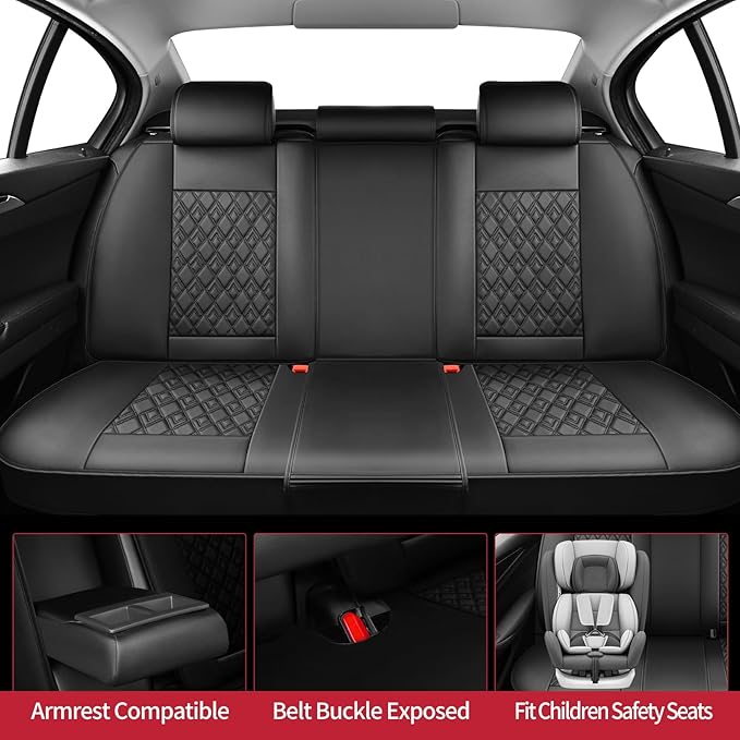 Fit Passport Car Seat Covers for Honda Passport 2019-2025 2026 - Upgraded Premium Waterproof & Breathable Leather, Airbag Compatible, All-Weather Seat Cushion Protector (Full Set, Black)