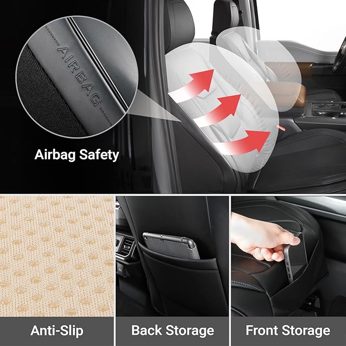 Coverland Custom Fit Car Seat Covers for Car Compatible with [1997-2009 Mercedes-Benz CLK-Class] Premium Leather Non-Slip Memory Foam Waterproof Interior Protector [Front Black- Size Chart A27]
