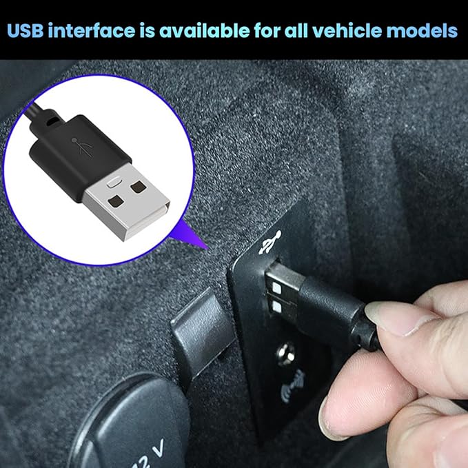 BESULEN Car Interior LED Lights, Automotive Ambient Neon Light Kit with USB Port, Car Accessories, Gifts for Men and Women, 4 in 1 Decoration Lights for Car, Garden, Home, Party（Ice Blue）