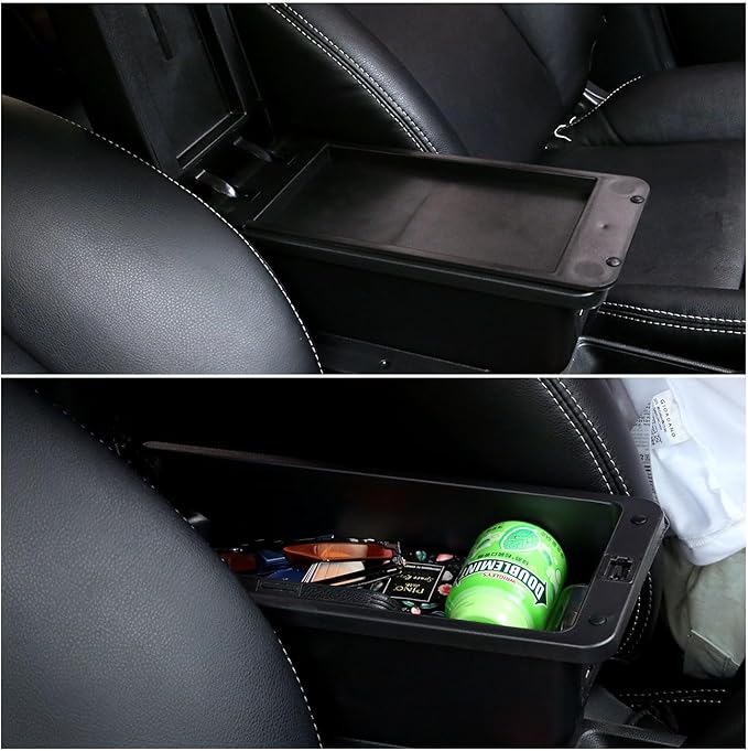 AULPHIKE Compatible with Nissan Versa Armrest 2007-2011 Car Center Console Organizer Armrests Double Layer Storage with 3 USB（Black）