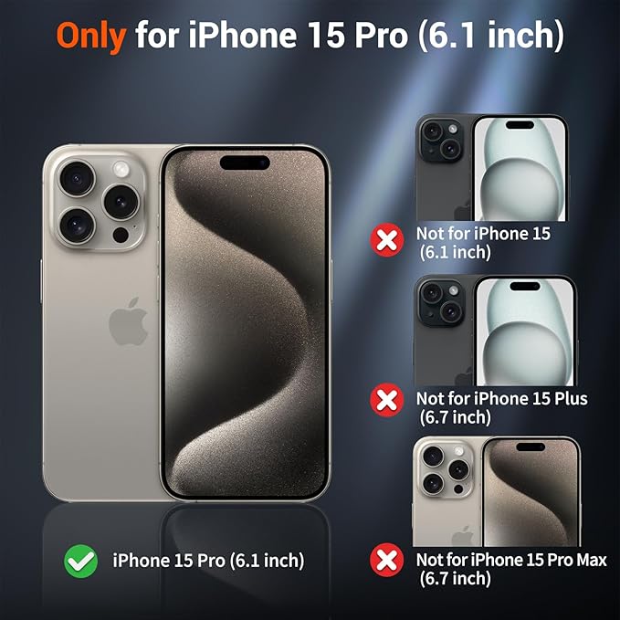 SUPFINE Magnetic for iPhone 15 Pro Case (Compatible with MagSafe) (Military Grade Drop Protection) Translucent Matte Shockproof Phone Case, Gray