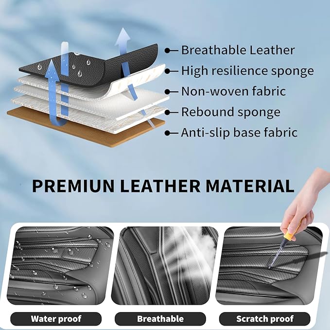 Fit Accord Car Seat Covers Premium Leather for Honda Accord 2012-2025 2026. Waterproof， Breathable, Scratch-Resistant & All-Weather Seat Cushion Protector（Front Seat,All Black