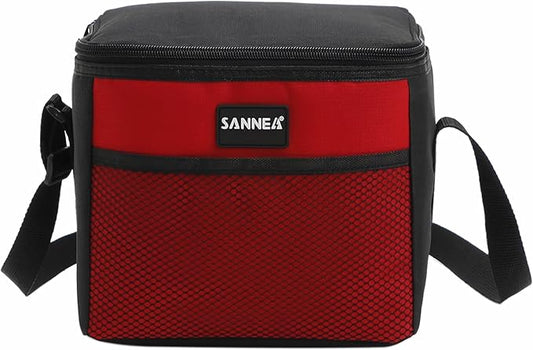 6 Can/5L Lunch Bag for Women Men Portable Lunch Box Small Cooler Bag Soft Collapsible Reusable Insulated Lunch Tote for Everyday Work Travel (Red)