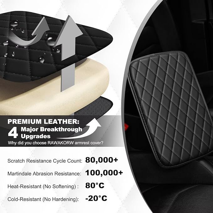 Upgraded Car Center Console Cover Fit for Corolla Cross Faux Leather Car Armrest Cover Cushion with 2 Storage Bags,Car Armrest Storage Box Interior Accessories(Black)