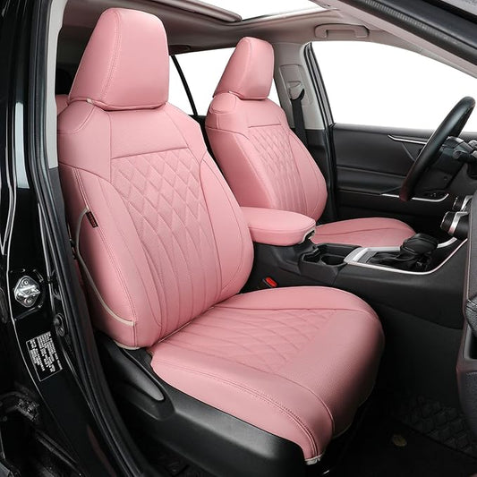 EKR Rav4 Seat Covers Custom Fit for Toyota Rav4 (Hybrid) Woodland/Limited 2026, Leather Car Seat Cover Full Set for SUV,Faux Leather(Pink)