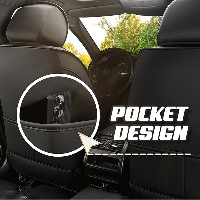 Car Seat Covers for VW Eos 2007-2016, Premium Nappa Leather Car Seat Cover, Stylish Sport Seat Covers， Automobile Seat Cover Sets.(Luxury 2 Seats/Black Red)
