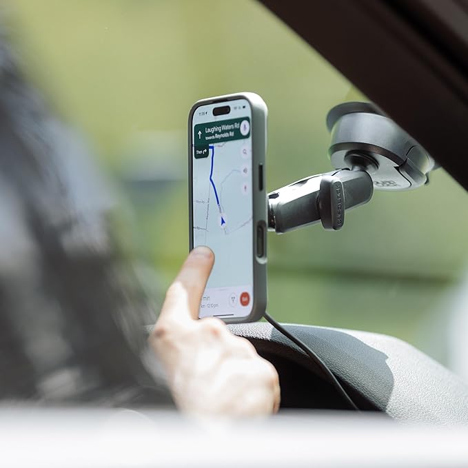 Quad Lock Heavy Duty Suction Car Phone Mount with MAG Phone Case and MAG Wireless Charging Head for iPhone 12 mini