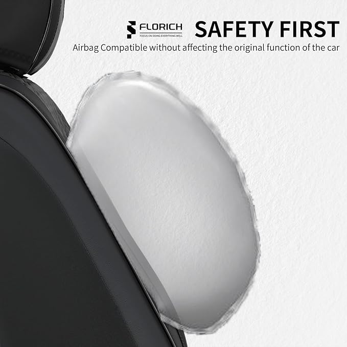 FLORICH Leather Cars Seat Covers Automotive Seat Cover Front Pair Waterproof Seat Covers for Car Vehicle Seat Cushion Protector Universal Fit for Most Cars Trucks SUVs, Black