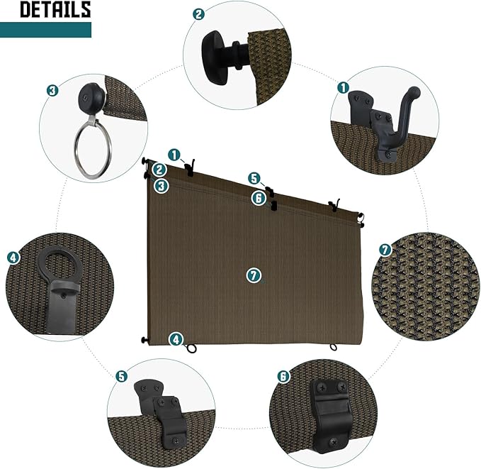 Bynbbur 5'W x 8.5'H Outdoor Patio Shades Foldable Roller Blinds, 220 GSM Sun Shade Roll Up Porch Screens Exterior Shade Cloth for Deck Pergola Backyard, Brown