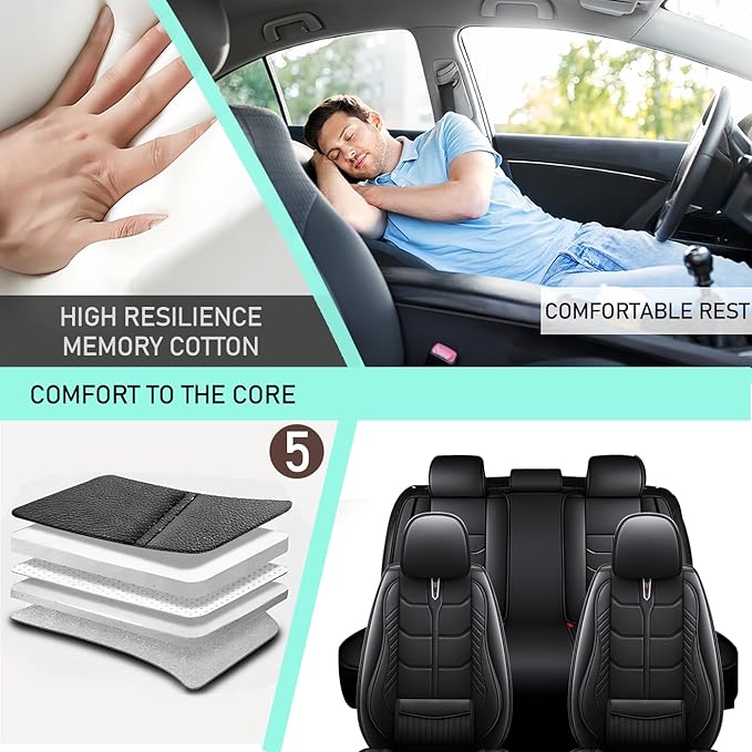Leather Car Seat Covers Fit for Toyota Prius c 2012-2019, 5 Seater Car Seat Cover, Premium Waterproof, Scratch Resistant Car Interior Accessories (Full Set Black)