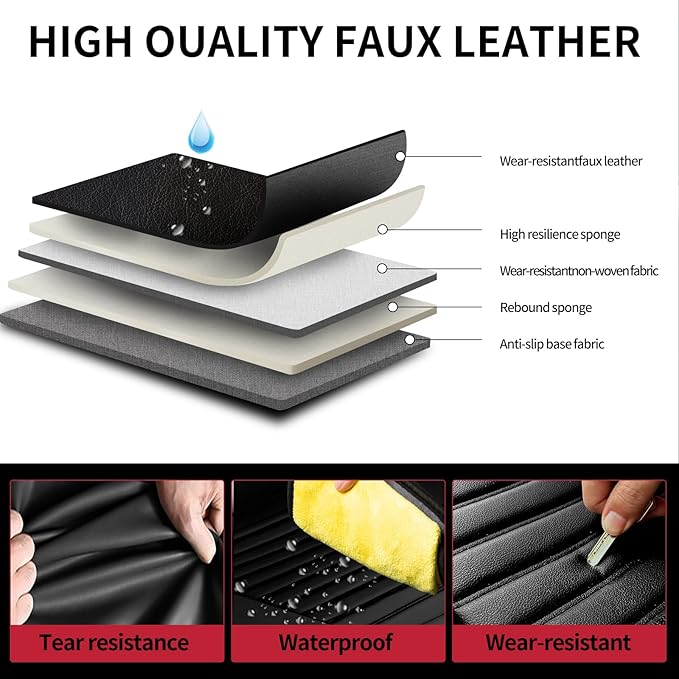 Fit Santa Cruz Car Seat Covers for Hyundai Santa Cruz 2022-2025 2026-Upgraded Premium Waterproof & Breathable Leather, Airbag Compatible, All-Weather Seat Cushion Protector (Full Set, Black)