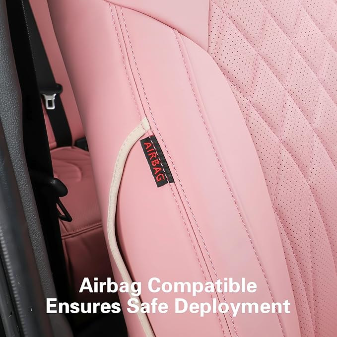 EKR Rav4 Seat Covers Custom Fit for Toyota Rav4(Gasoline) 2019 2020 2021 2022 2023 2024 2025 LE/XLE/XLE Premium/Limited,Leather Car Seat Cover Full Set for SUV,Faux Leather(Pink)