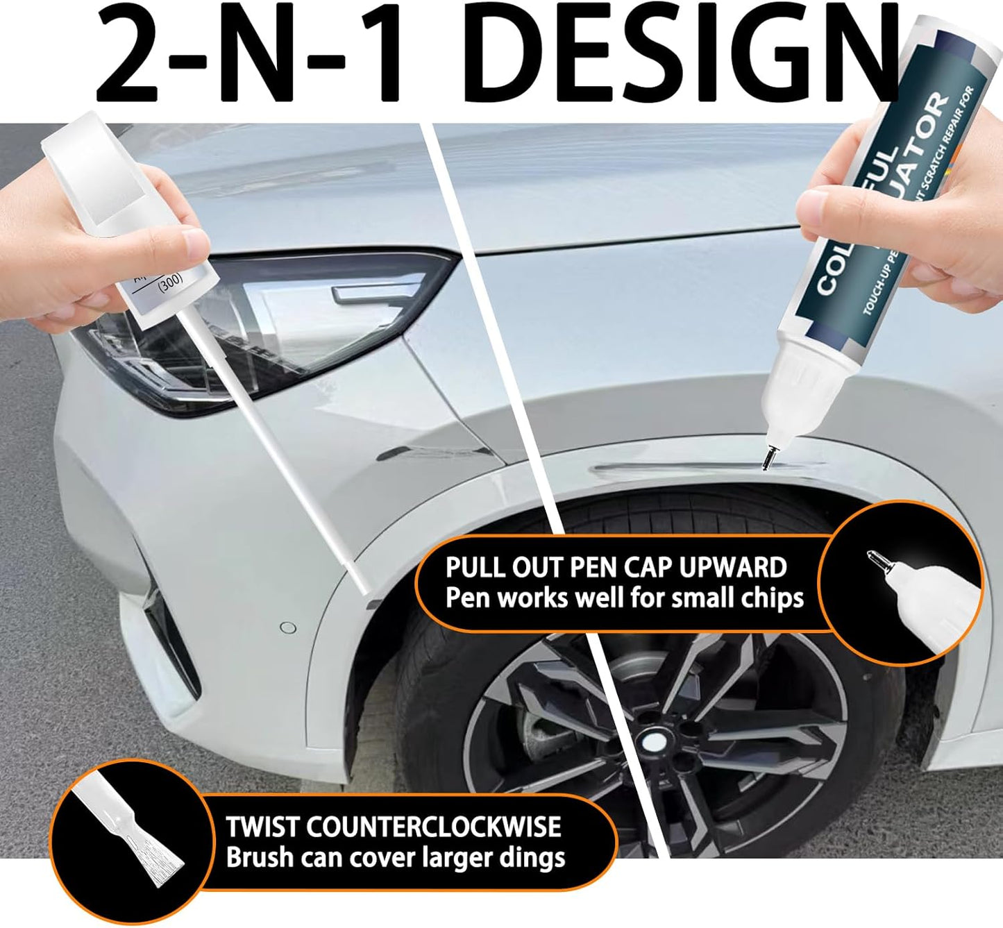 Black Sapphire Metallic(475) Touch Up Paint for BMW, Car Paint Pen Scratch Repair Two-In-One Touch Up Paint, Premium Car Scratch Remover for Deep Scratches