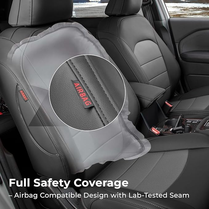 coverdream Forester Leather Seat Covers Custom Fit for 2019-2024 Subaru Forester SUV Seat Cushion,Fully Covered,Airbag Compatible Waterproof Car Seat Protector (Full Set,Black)