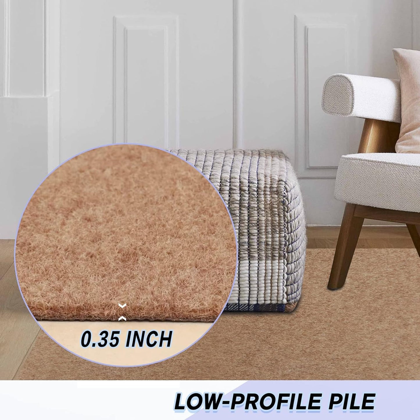 Custom Size Backed Non-Slip Area Rugs Runner, Easy Clean, Waterproof Runner Rugs for Hallway Entryway, Kitchen, Laundry, 4FT x 14FT, Beige