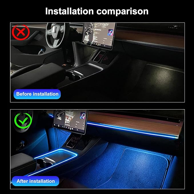 Car Ambient Lighting Kit 64 Colors Multicoloured Music Optic Fiber APP Control Car DIY Decorative Atmosphere Lighting DC 12V 1W 4m