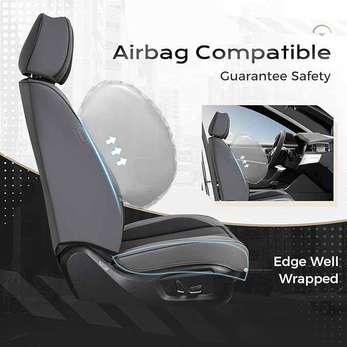Coverado Seat Covers, Car Seat Covers Front Seats, Car Seat Cover, Car Seat Protector Waterproof, Car Seat Cushion Nappa Leather, Seat Covers Carseat Cover Universal Fit for Most Cars