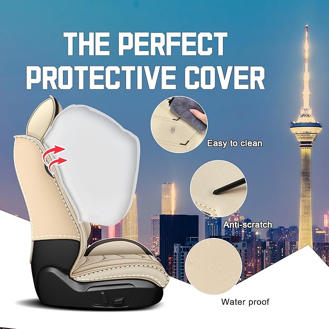 CTDS Car Seat Covers for Nissan Sentra 2000-2026, Stylish Sport Seat Cover, Premium Nappa Leather Car Seat Cover. Automobile Seat Covers Sets.(Standard 5 Seats/Beige)