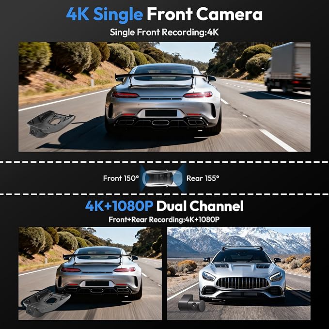 Front 4K Dash Cam for Toyota Highlander 2020-2026 L LE Limited XLE XSE Platinum UX70 (Gen4),OEM Factory Look,WiFi & APP,G-Sensor, Loop Recording,Plug & Play,64GB Card
