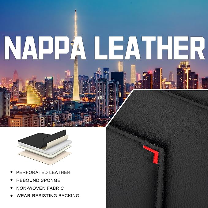CTDS Car Seat Covers for Toyota Corolla 2000-2026, Stylish Sport Seat Cover, Premium Nappa Leather Car Seat Cover. Automobile Seat Covers Sets.(Standard 2 Seats/Black)