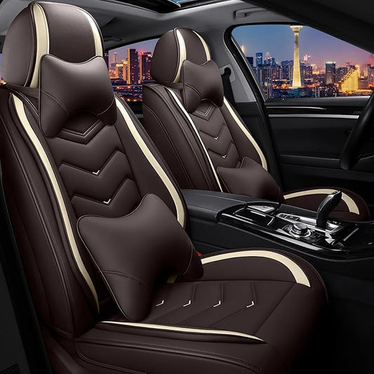 CTDS Car Seat Covers for Toyota RAV4 2000-2026, Stylish Sport Seat Cover, Premium Nappa Leather Car Seat Cover. Automobile Seat Covers Sets.(Luxury 2 Seats/Coffee Color)