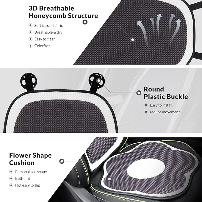 Cute Car Seat Covers for Women and Girl, Front Car Seat Cover, Machine Washable, Airbag Compatible, Driver Seat Cover, Fit (Sedan/SUV/Pickup/Van), Fit for Tesla (Front seat Cover-Flower)