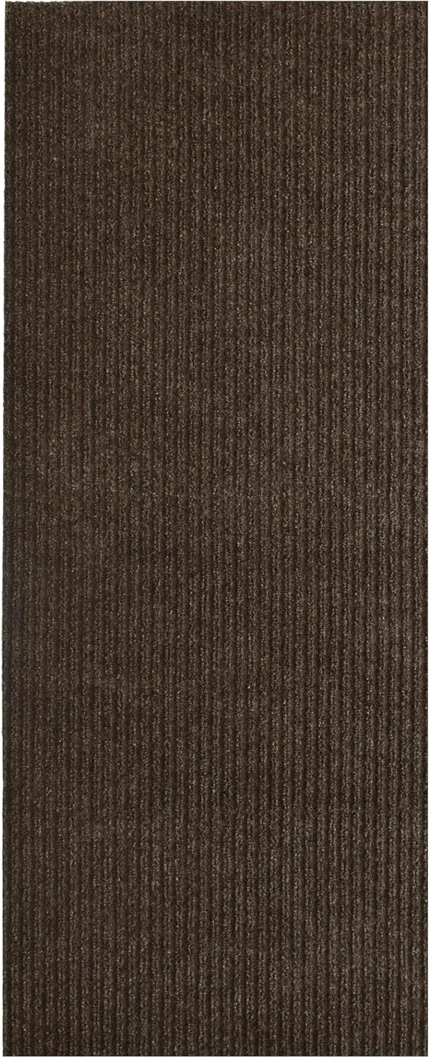 iCustomRug Spartan Weather Warrior Indoor/Outdoor Utility Ribbed Carpet Runner with Non-Slip Thermoplastic Rubber Backing, 3ft X 54ft in Brown