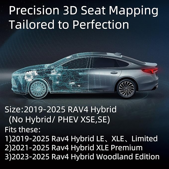 EKR Rav4 Seat Covers Custom Fit for Toyota Rav4 (Only Hybrid) 2019-2025 LE,XLE,XLE Premium,Limited,Woodland Edition, Leather Car Seat Cover Full Set for SUV,Faux Leather(Black/Gray)