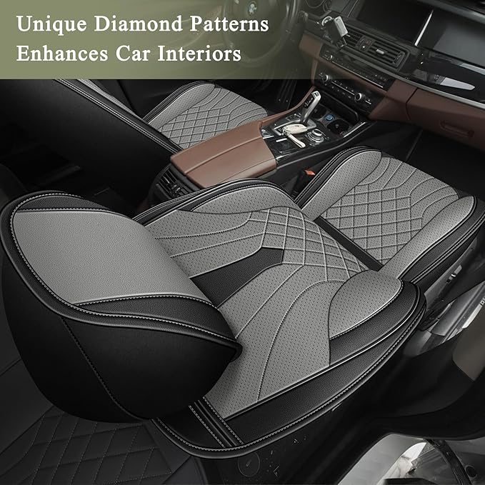 Seat Covers Fit for Nissan Pathfinder 2011-2024 2025 2026, Breathable Perforated Leather Seat Cover 5 Seats Full Set Interior Accessories(Black&Grey)