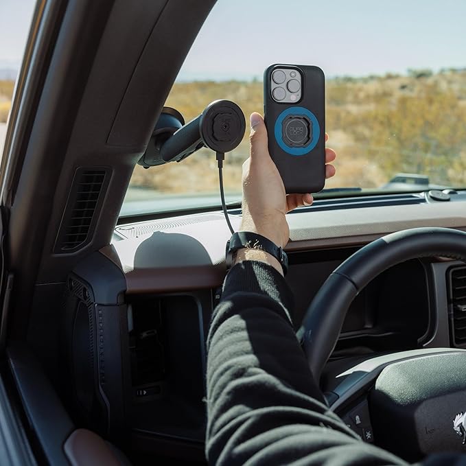 Quad Lock Heavy Duty Suction Car Phone Mount with MAG Phone Case and MAG Wireless Charging Head for iPhone 13 Pro Max