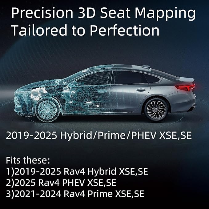 EKR Rav4 Seat Covers Custom Fit for Toyota Rav4 2021-2024 Prime SE,XSE & 2019-2025 Hybrid/PHEV SE,XSE, Leather Car Seat Cover Full Set for SUV,Faux Leather(Black/Gray)