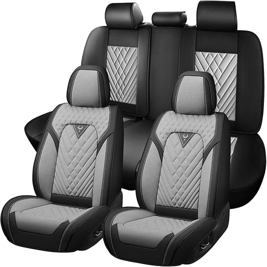 Truck Seat Covers for Chevy Silverado 2500 2007-2026, Waterproof Premium Leather Full Coverage Car Seat Cover, Muscle Sport Style Auto Interior Seat Cover Sets (Full Set/Black Gray)